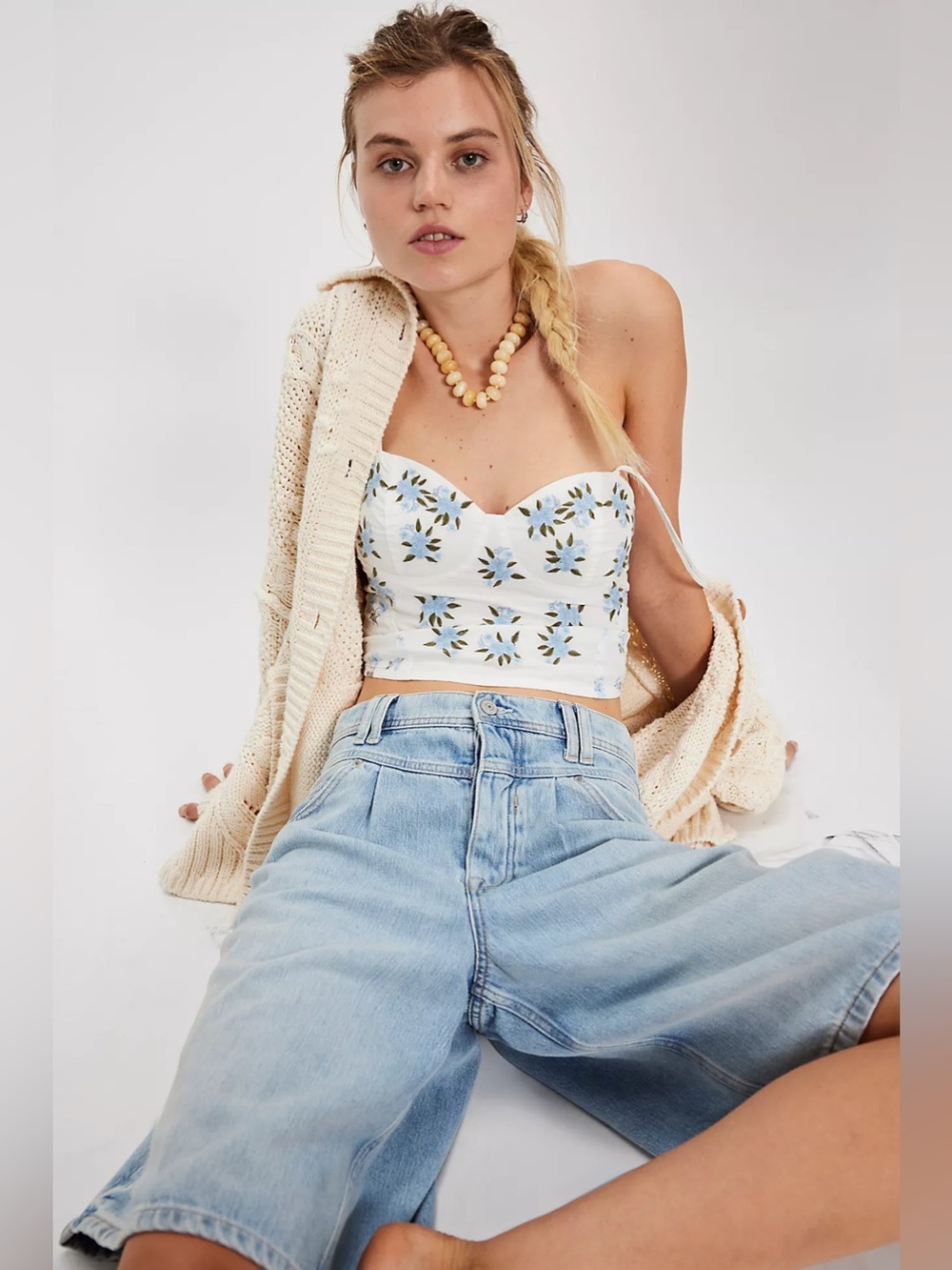 NWT! FP Free People Wild Flowers Embroidered Bustier Sz Small